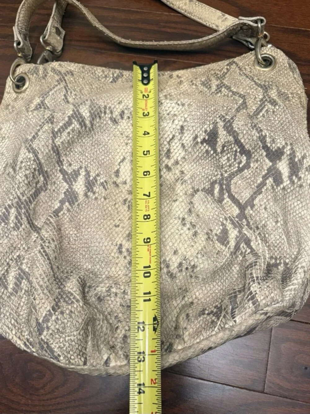 Maurizio Taiuti Textured Snake Skin Pattern Nubuck Leather Hobo NWOT